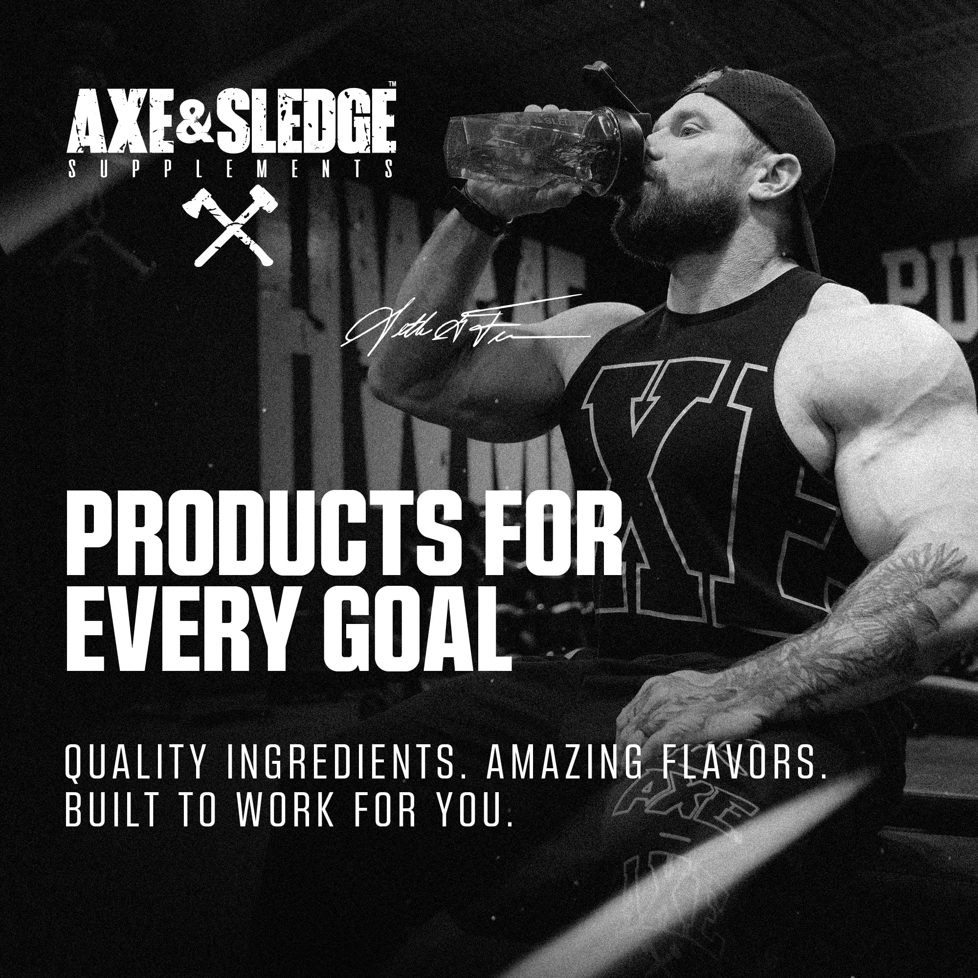 Axe & Sledge Farm Fed ingredients list emphasizes non-GMO and soy-free protein perks.