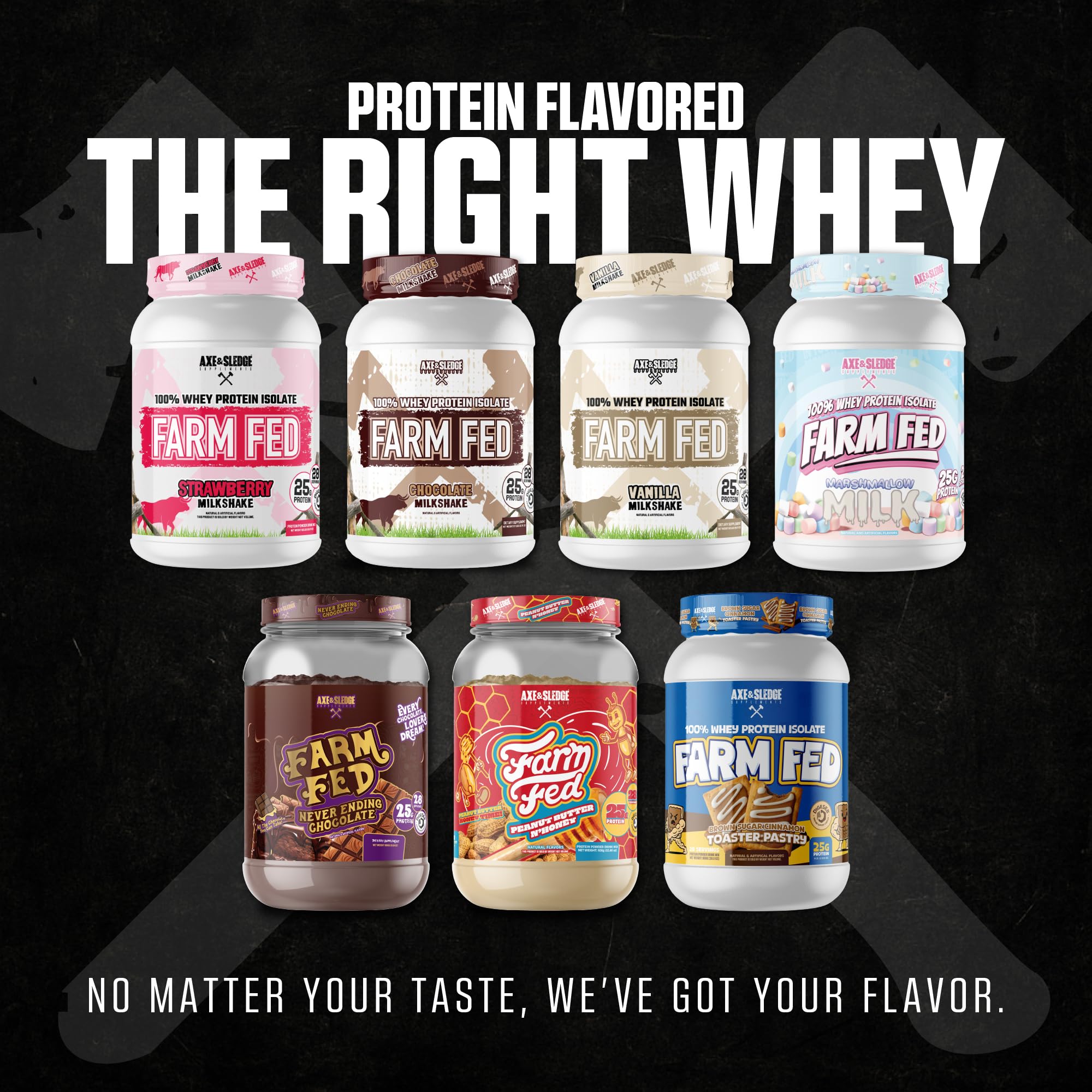 Axe & Sledge Farm Fed vanilla flavor ready-to-make shake for quick protein boosts.