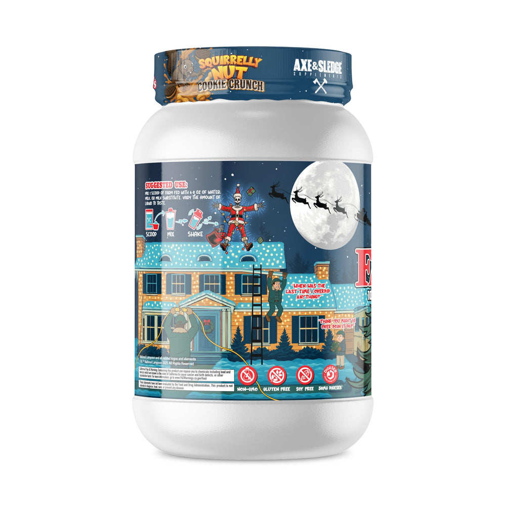 Axe and Sledge Farm Fed whey isolate pour demonstrates quick post-workout protein delivery.