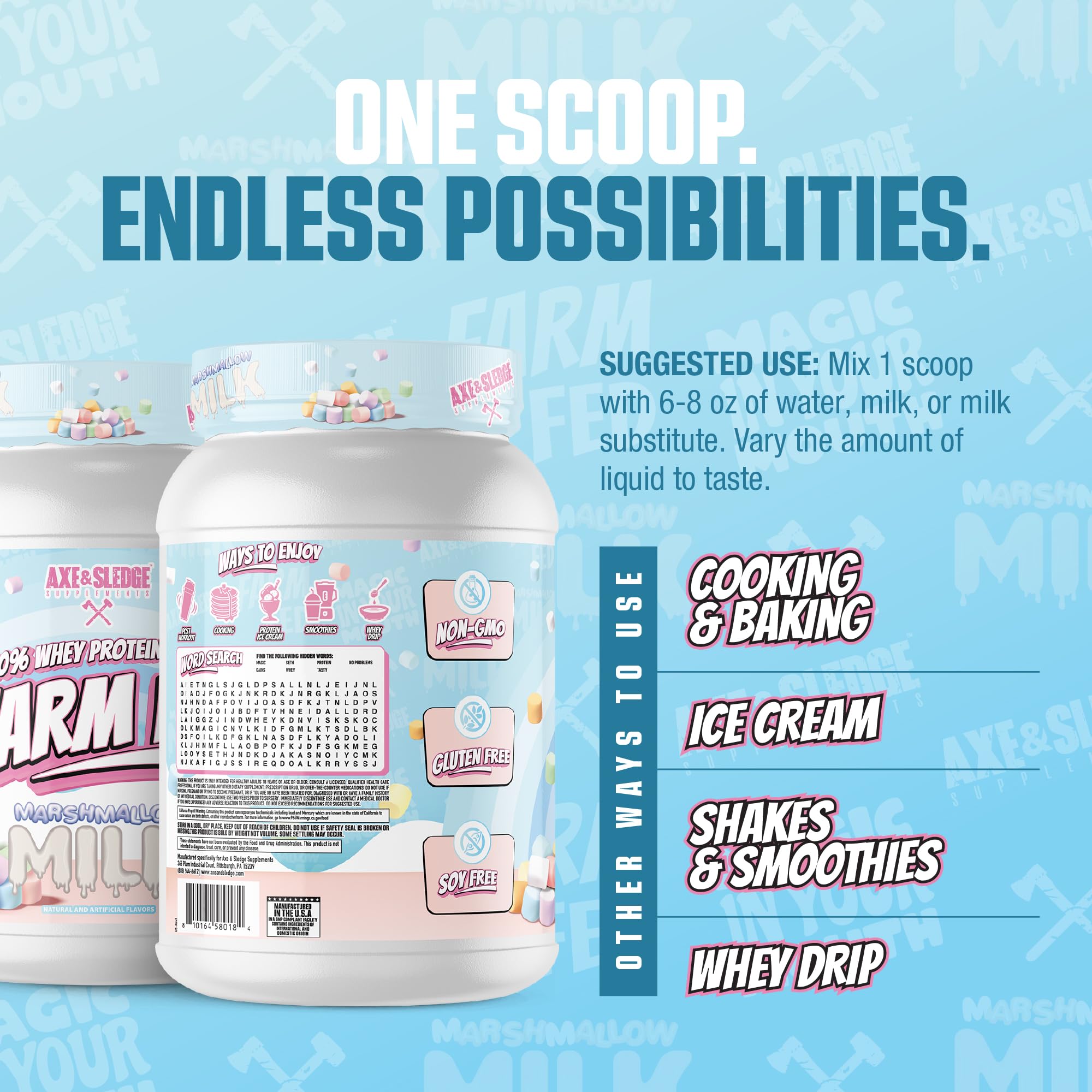 Close-up of Marshmallow Milk flavor for a dessert-like protein shake.