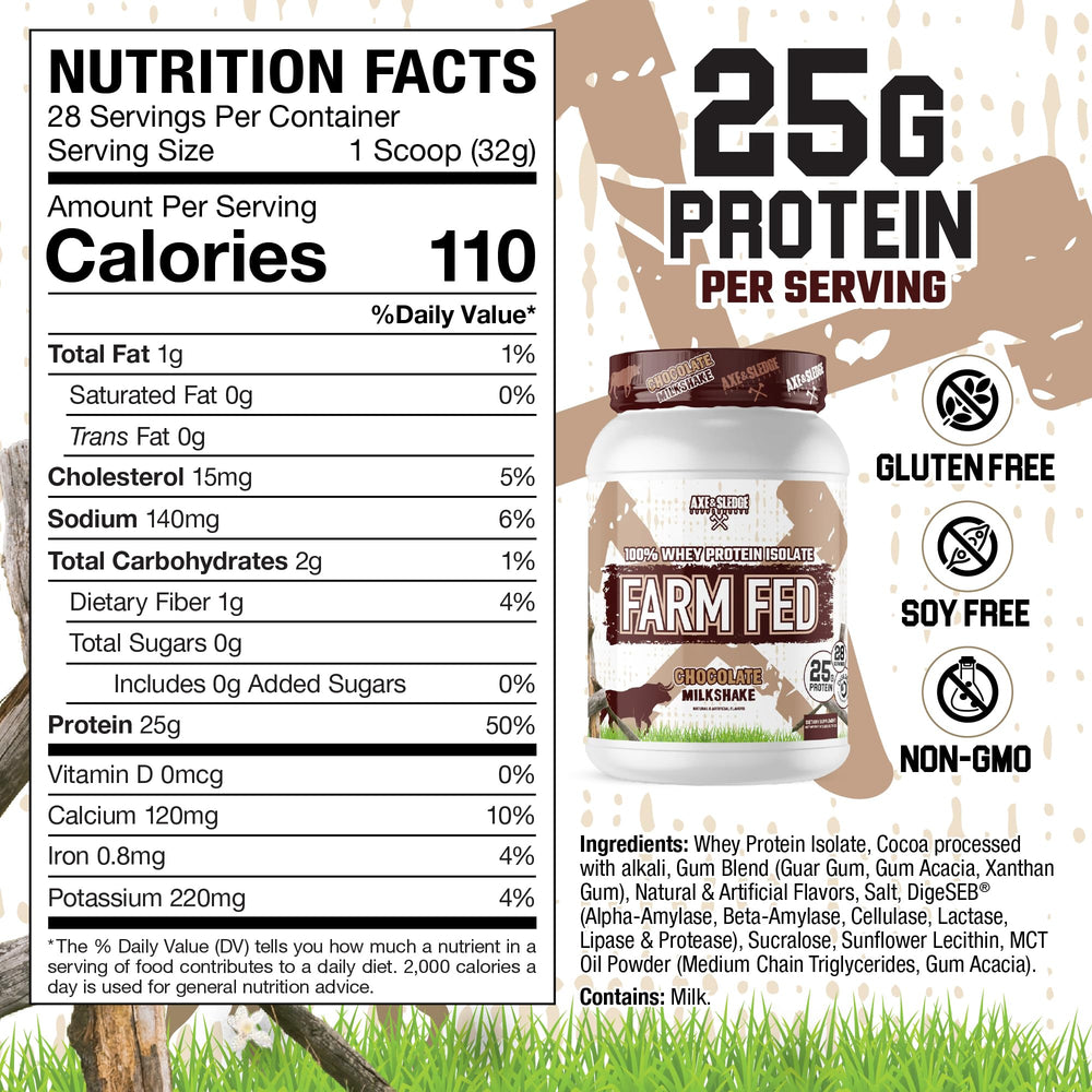 Axe & Sledge Farm Fed scoop ready for a quick shake and convenient protein portion
