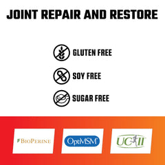 Axe and Sledge Joint+ capsules close-up featuring glucosamine, MSM, and UC-II.