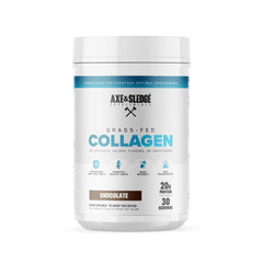 Axe & Sledge pure hydrolyzed collagen powder tub ready to mix in coffee or smoothies.