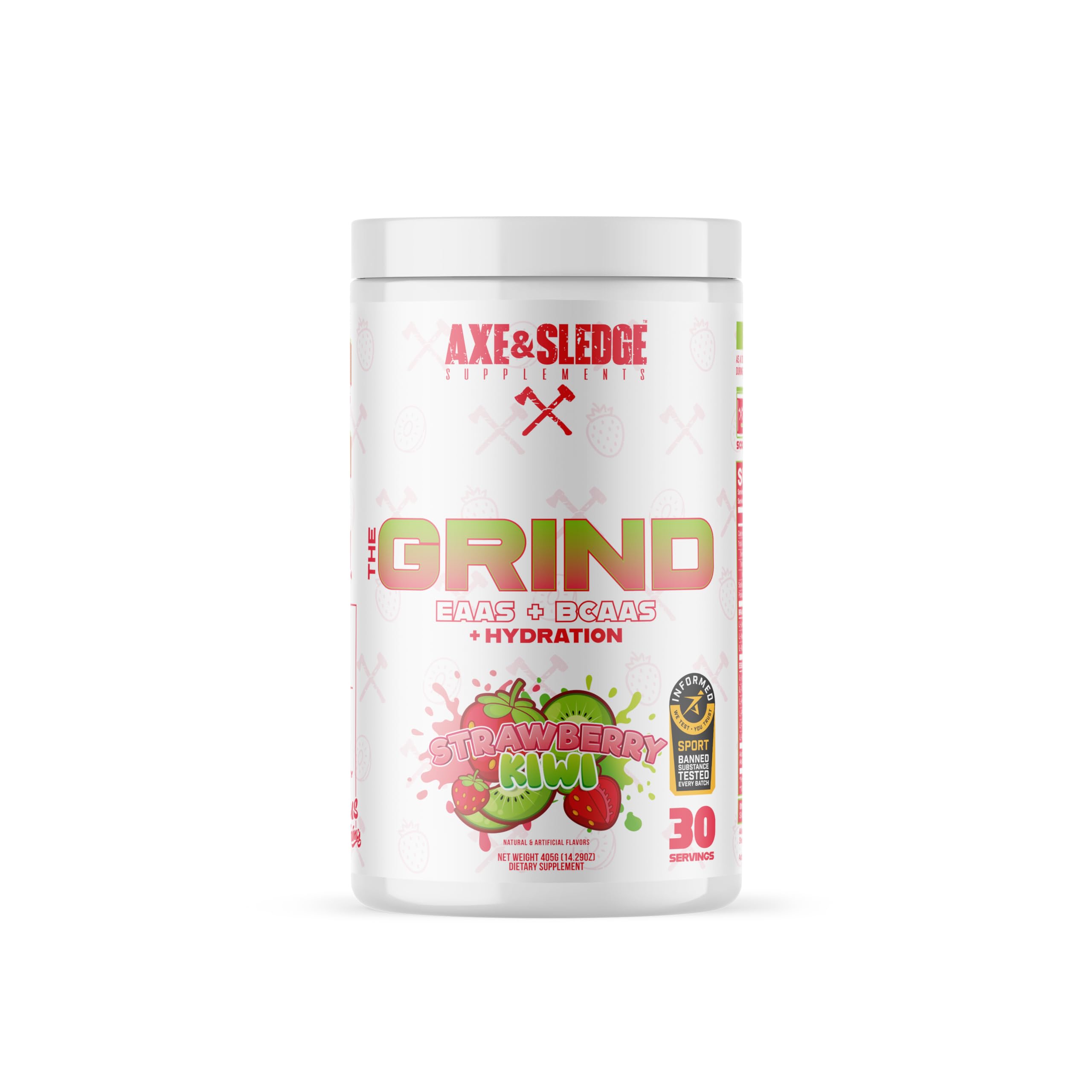 Axe & Sledge The Grind bottle with Strawberry Kiwi supports recovery and hydration.