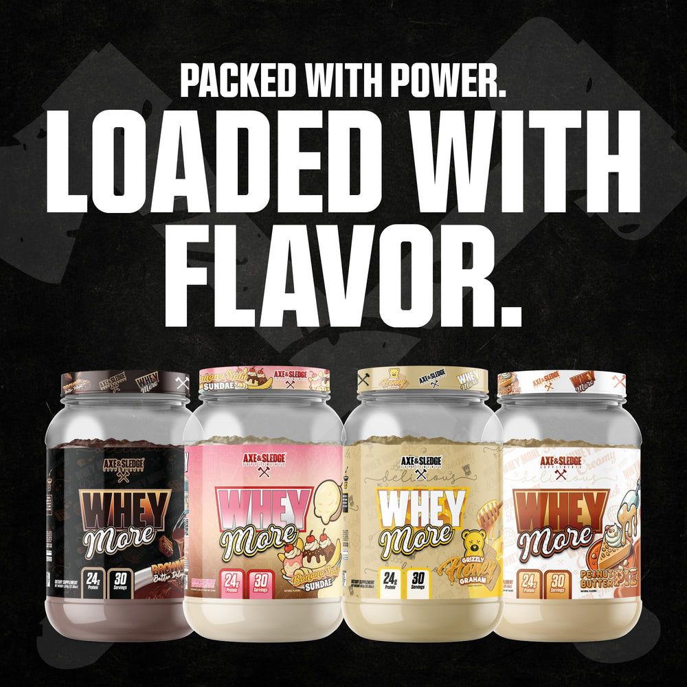 Axe & Sledge WHEY More brownie batter dessert shot with glass.