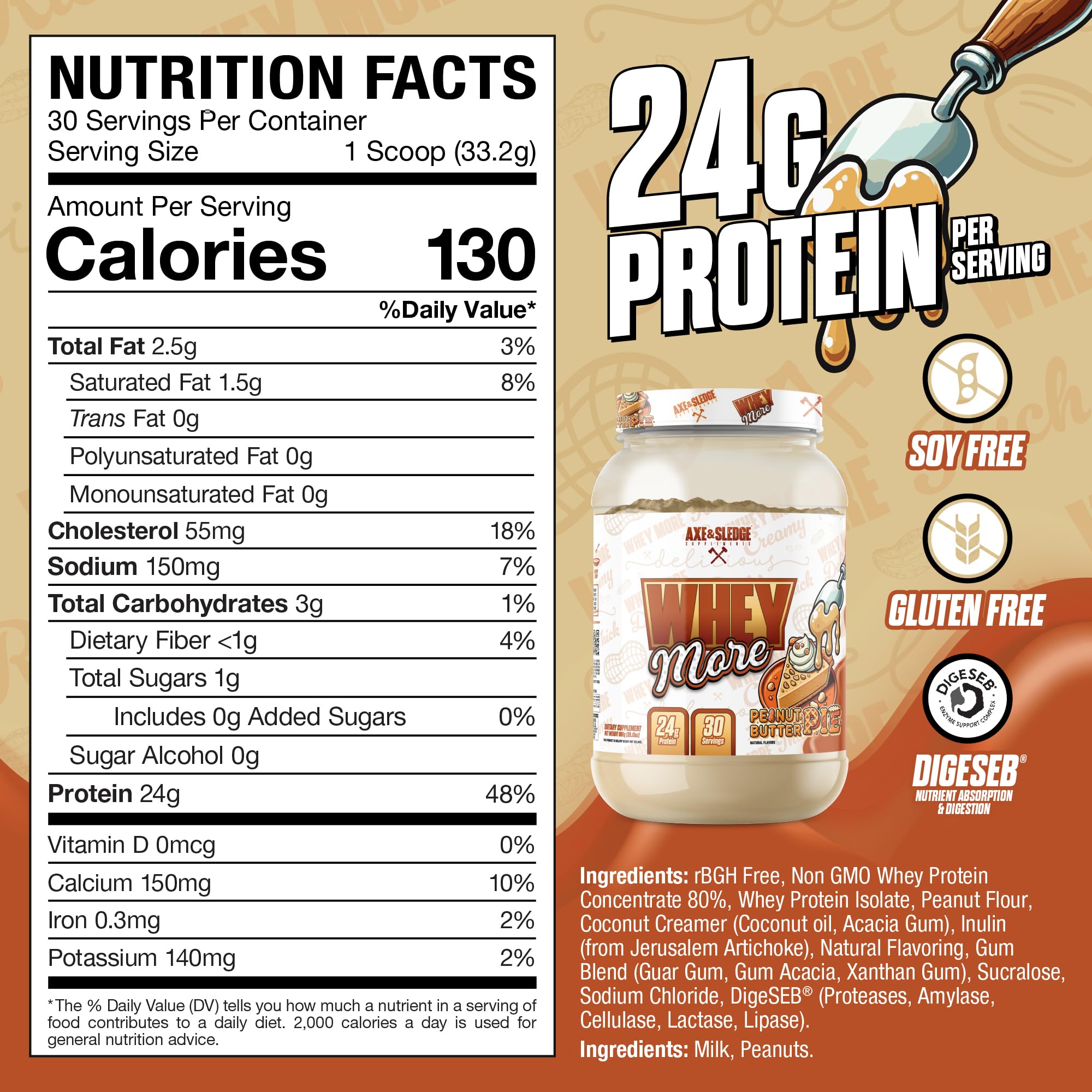Axe & Sledge WHEY More shake glass showing a creamy post-workout drink.