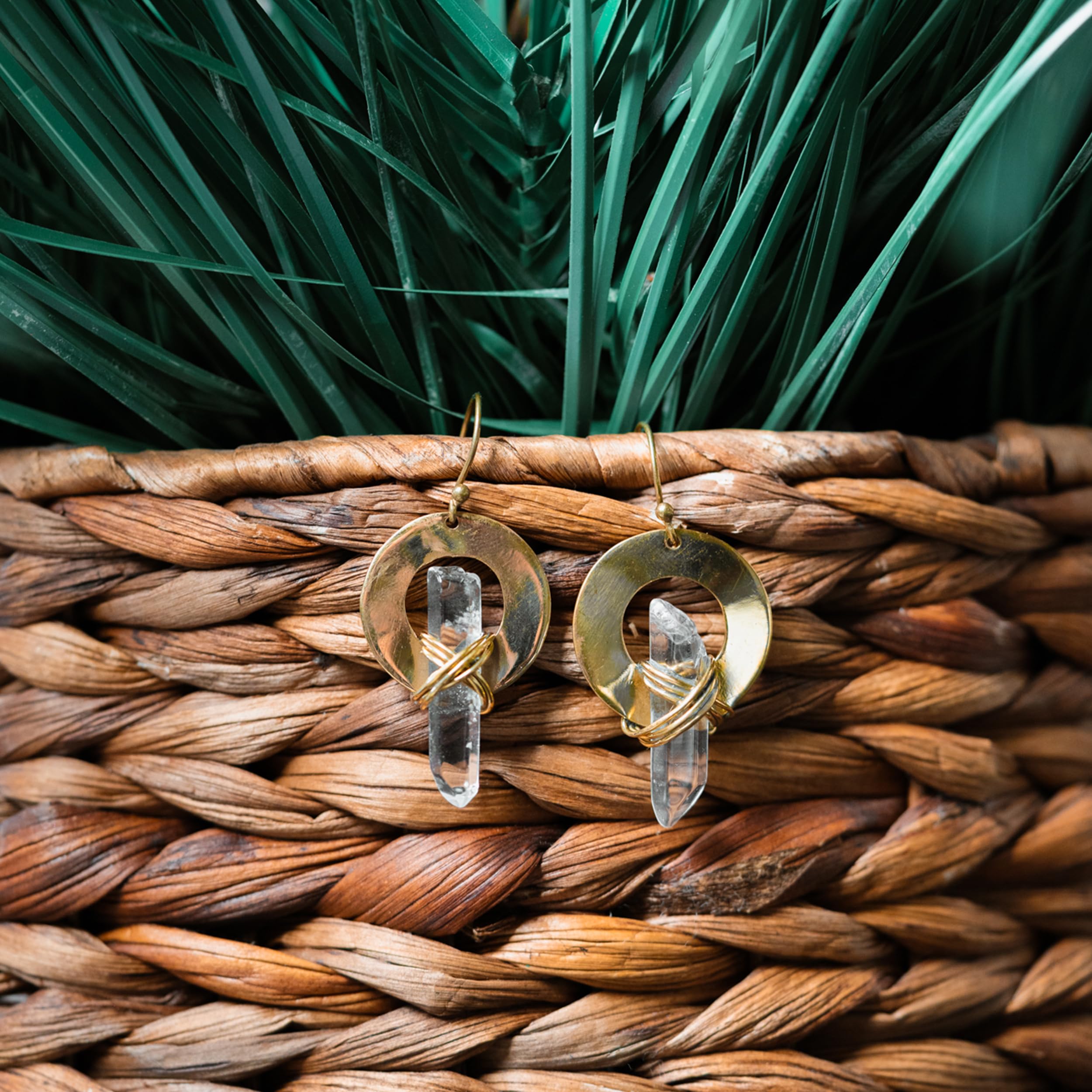 Ayana Crystals birthstone style earrings featuring clear quartz for zodiac aesthetics.