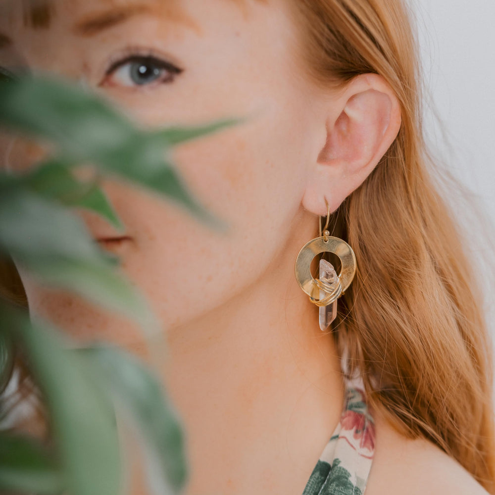 Ayana Crystals earring worn on model for everyday elegance.