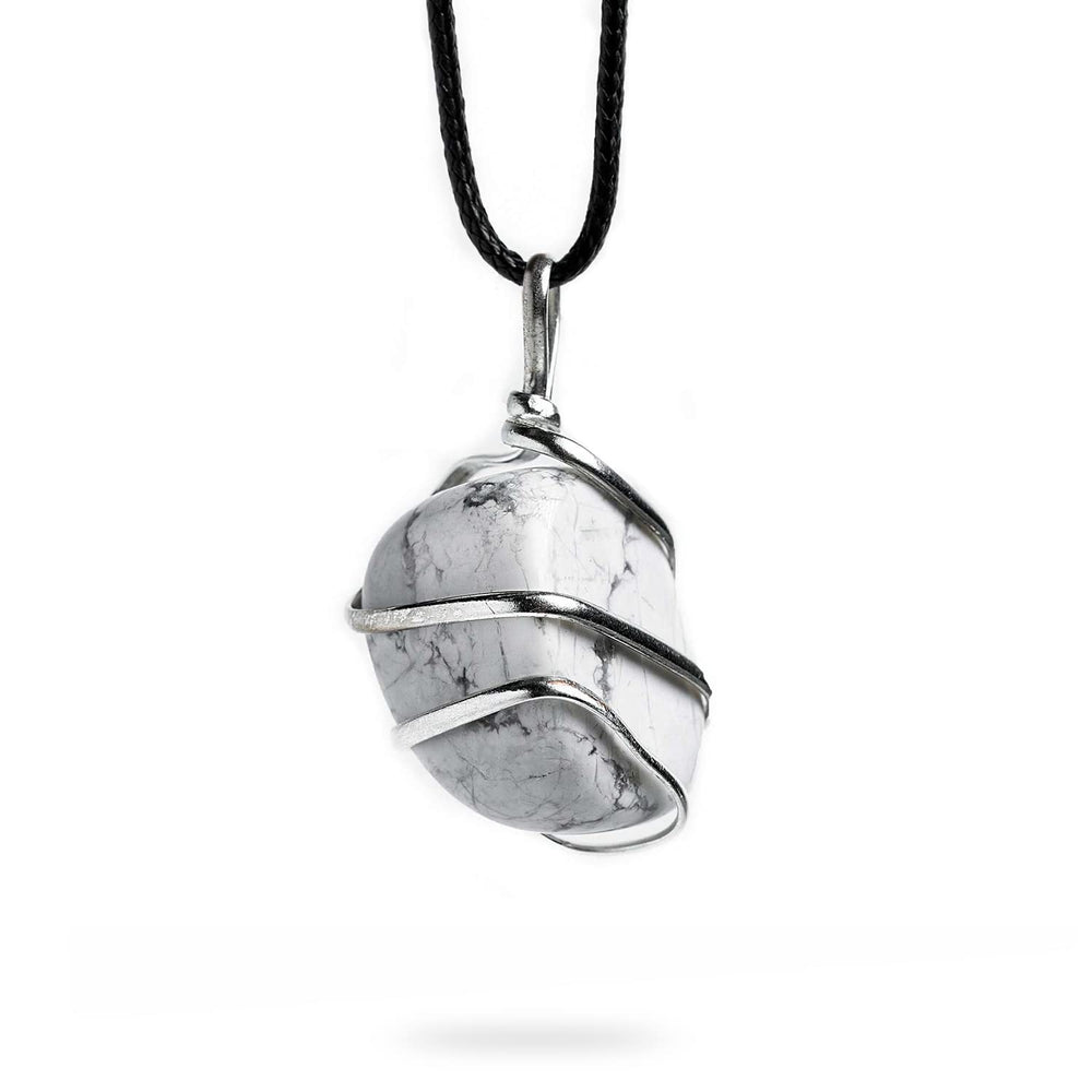 Ayana Howlite Necklace pendant showcases a calming white gemstone for everyday boho style.