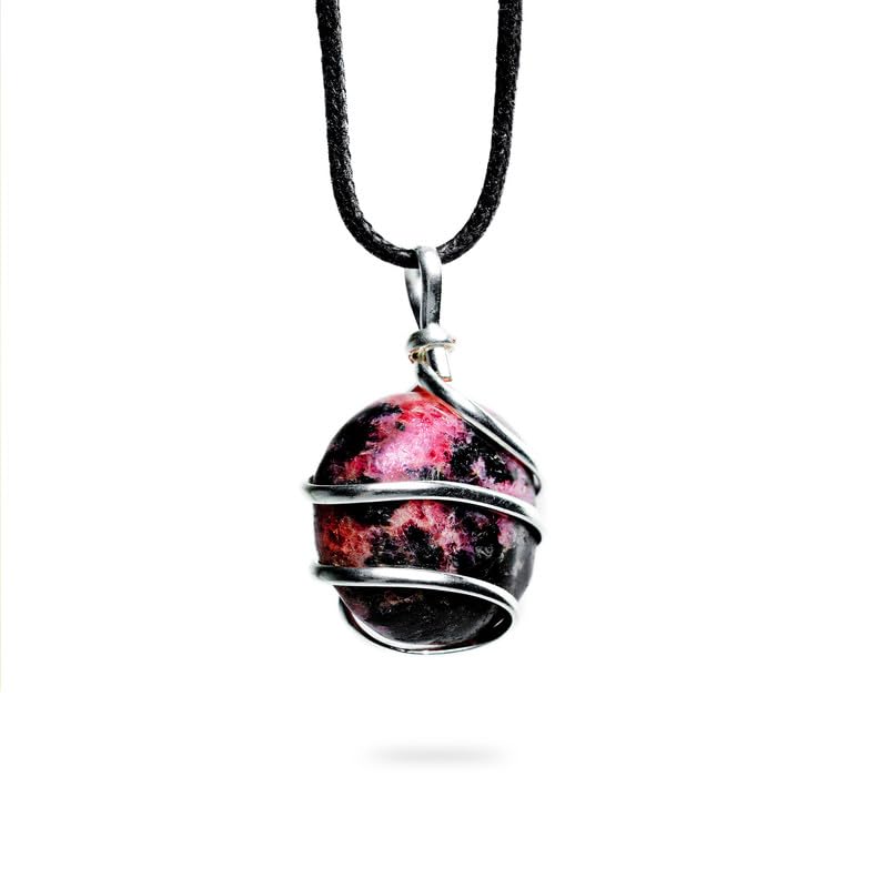Ayana Rhodonite Necklace highlights heart chakra balance for emotional harmony.