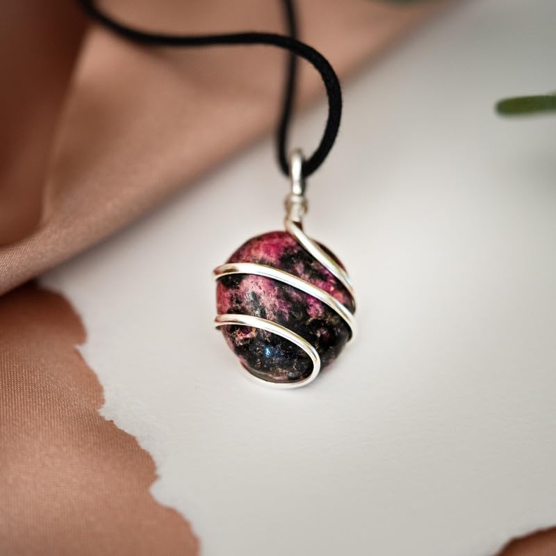 Ayana Rhodonite Necklace shown as Taurus zodiac piece and January birthstone.