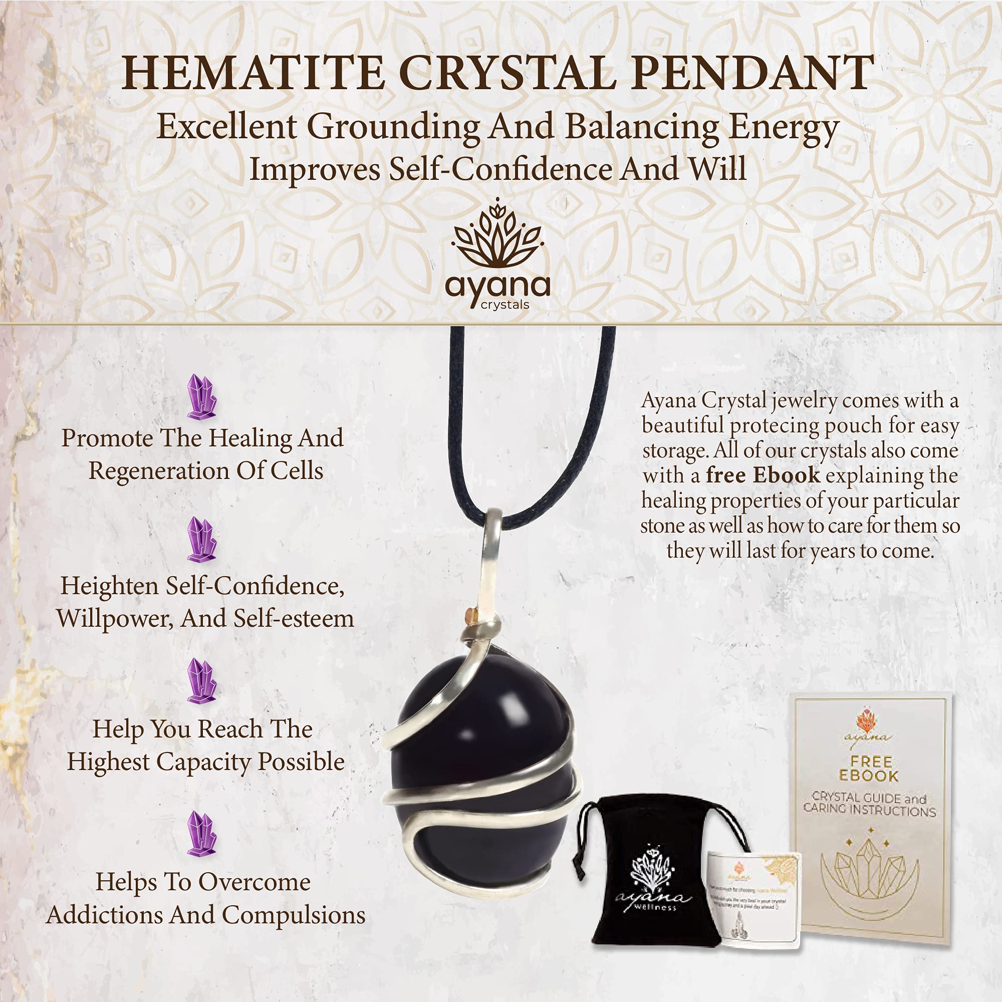Ayana Wellness hematite necklace offers durable everyday wear for spiritual wellness.
