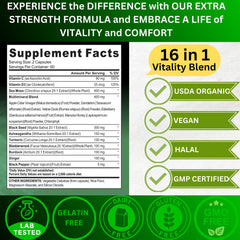 AyBet Ashwagandha Turmeric Ginger blend capsules promoting calm energy.