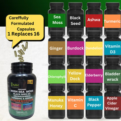 AyBet Bladderwrack and Burdock Root blend in bottle for mineral-rich nutrition.