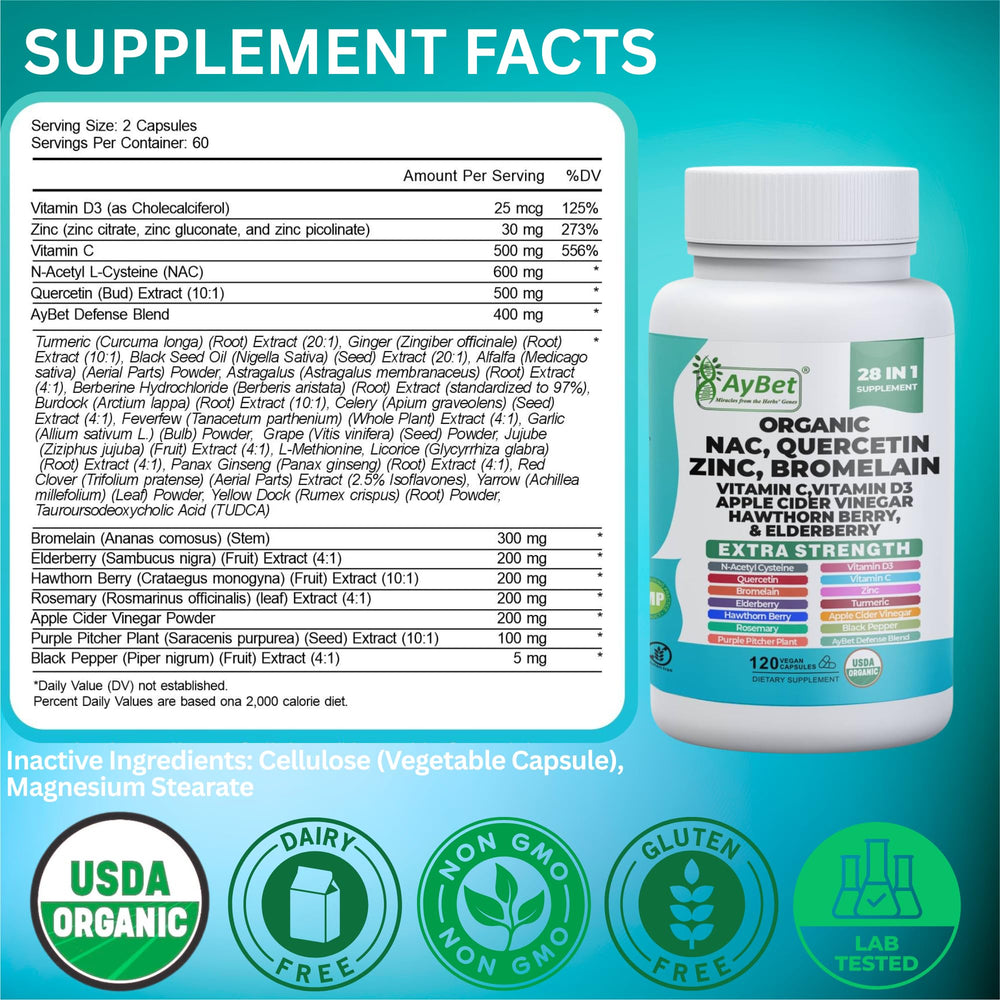 AyBet USDA Organic seal on bottle emphasizes clean, plant-powered ingredients