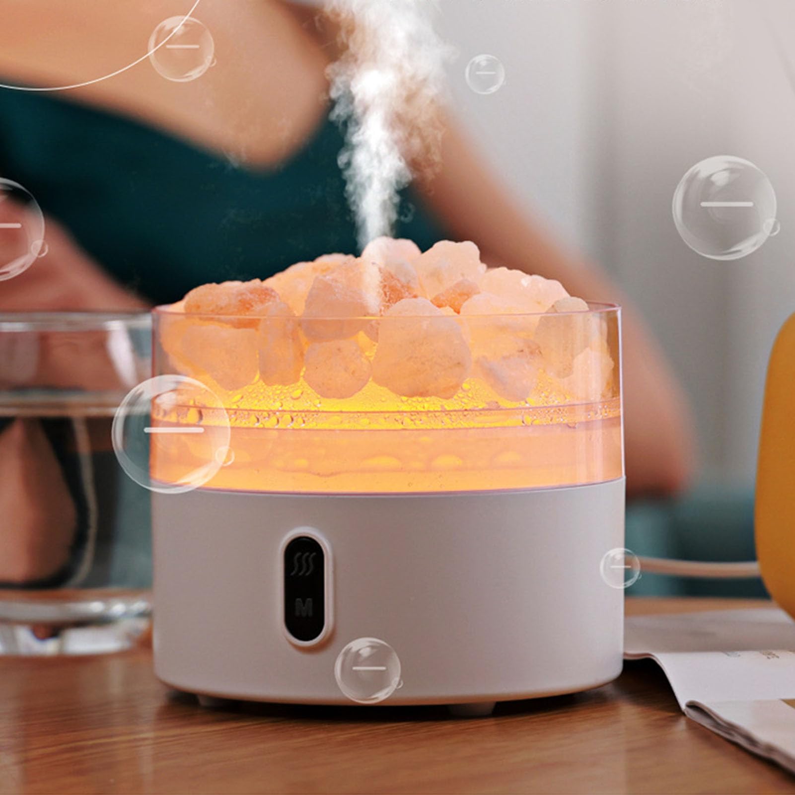 AYNEFY crystal salt lamp delivers a warm glow with air-refreshing vibes
