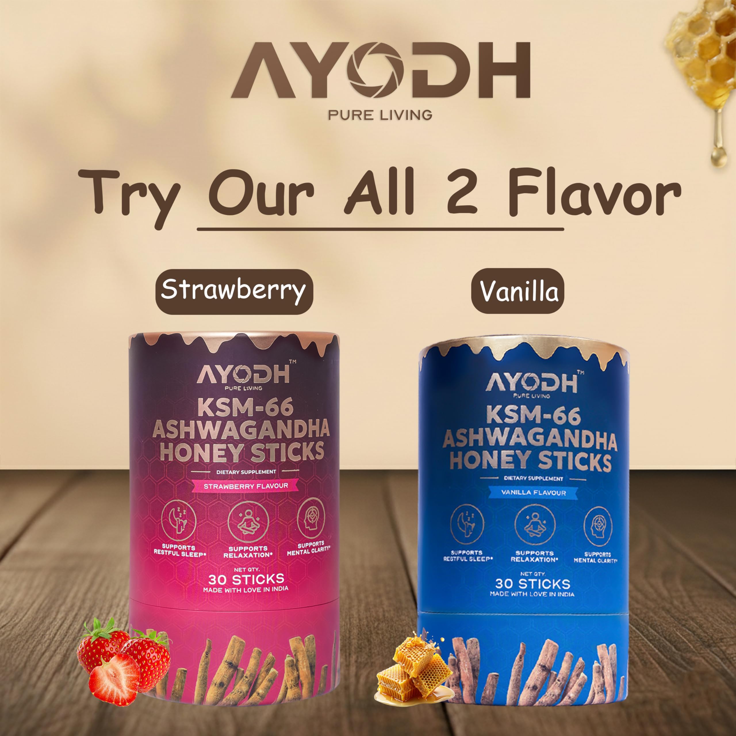 AYODH Ashwagandha sticks ship fresh from India in single serves