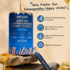 AYODH Ashwagandha Honey Sticks on the go fit busy mornings