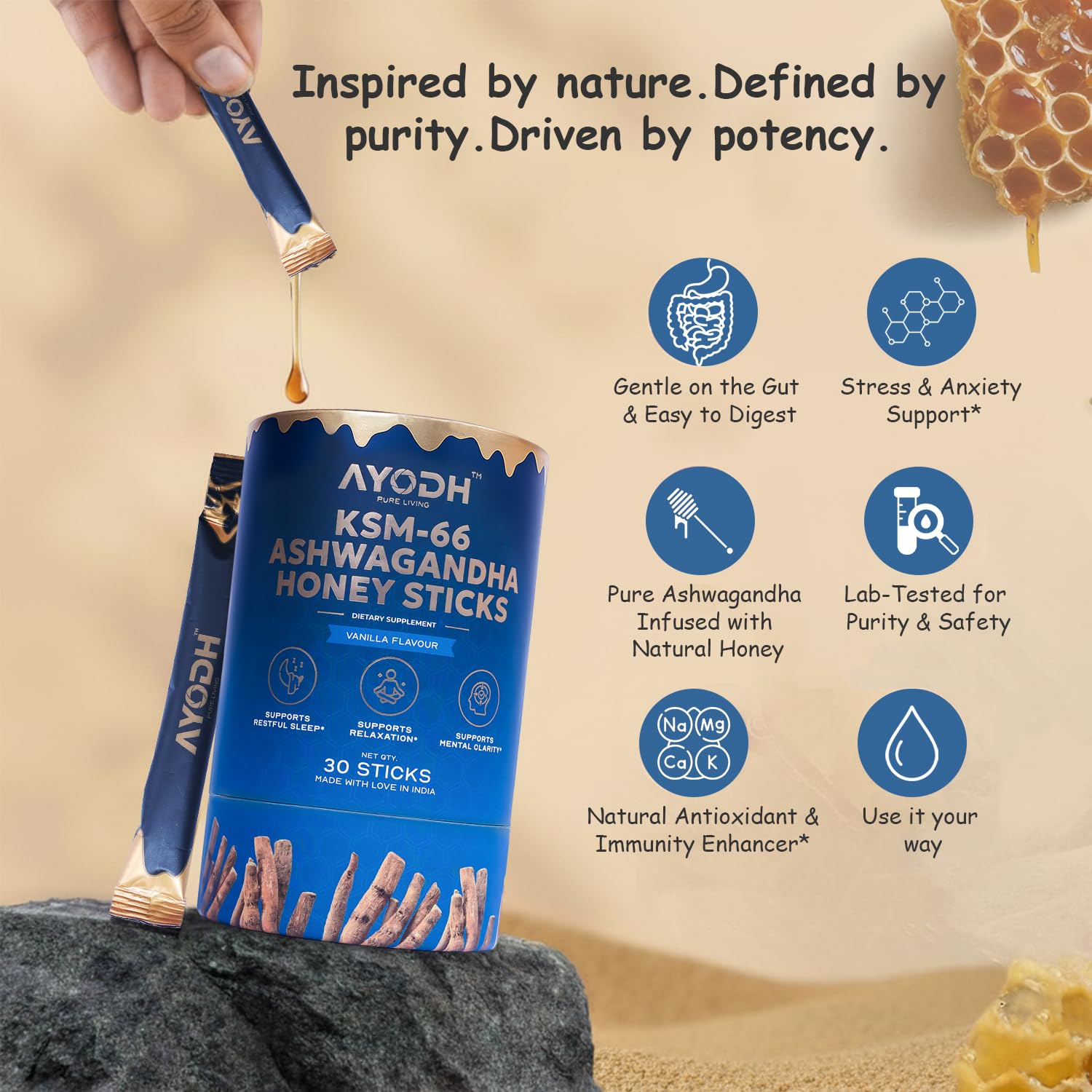 AYODH Vanilla syrup sticks mix easily into tea or warm water