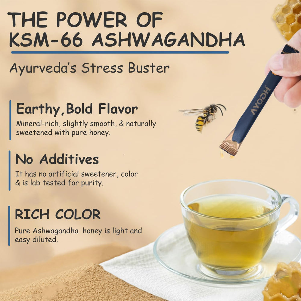 AYODH Ashwagandha Honey Sticks vanilla flavor enhances your tea ritual