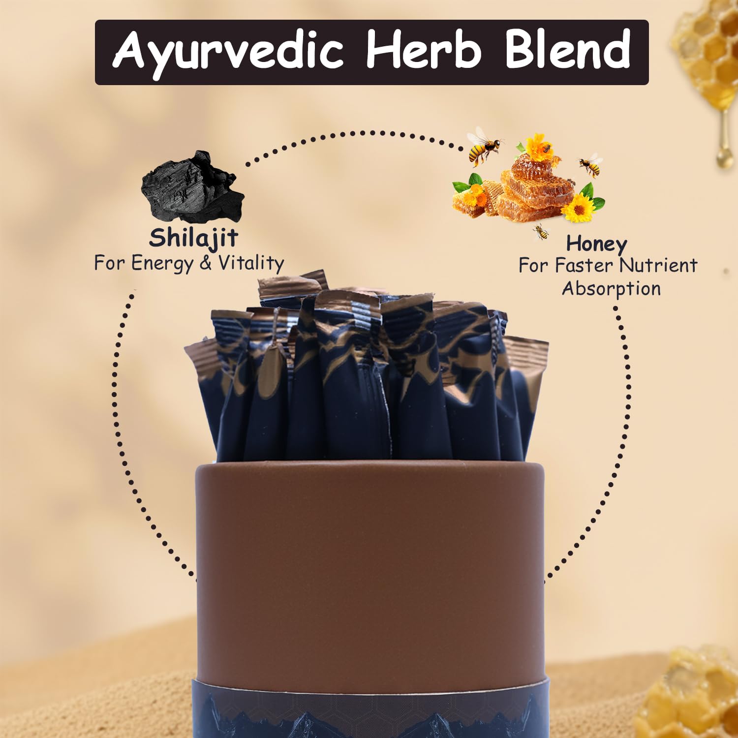 AYODH Honey Sticks dark chocolate flavor visible for a rich tasting experience.