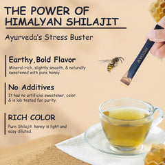 AYODH Shilajit Honey Sticks mixed into tea cup for easy blending.