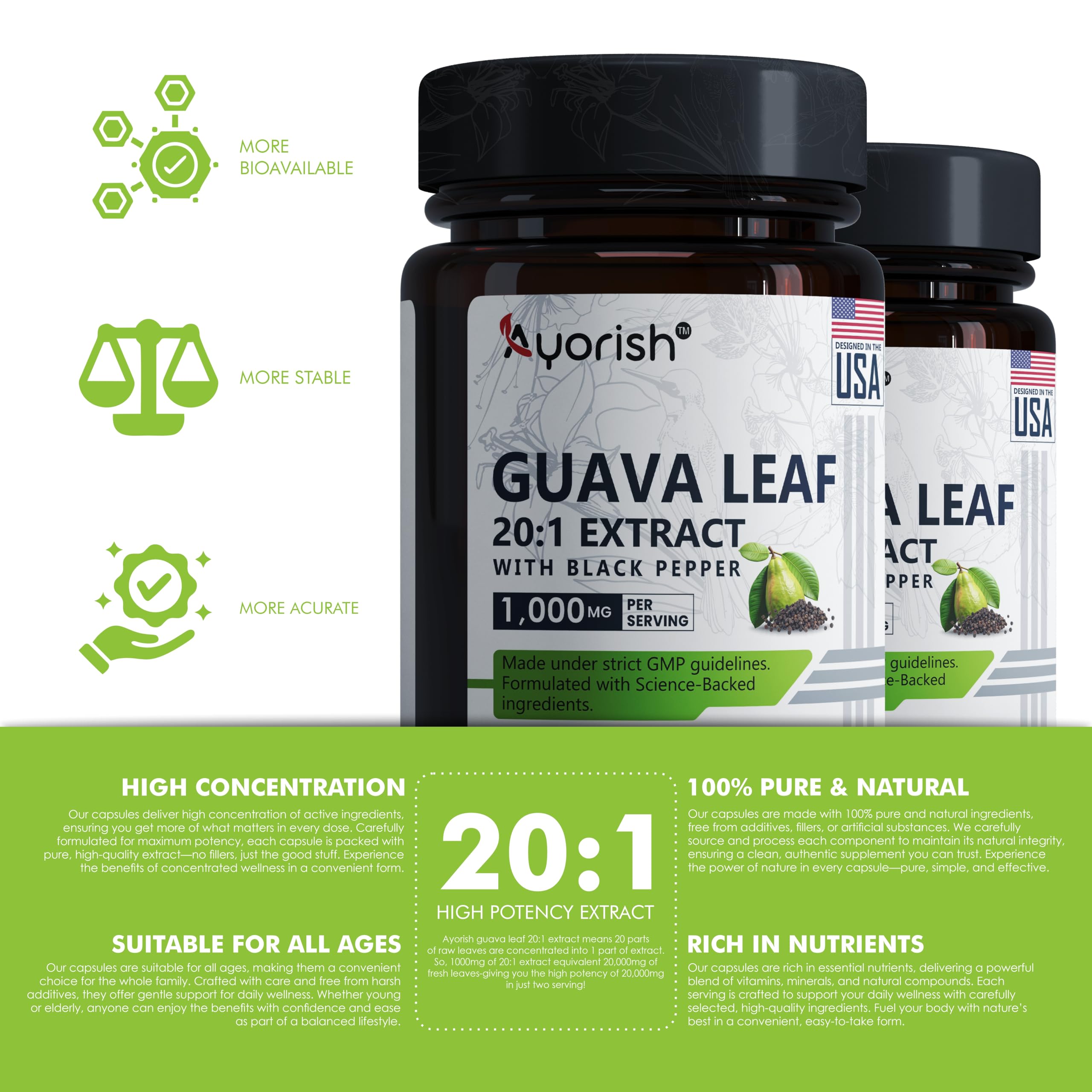 GMP-certified seal on Ayorish bottle signals purity and consistency.