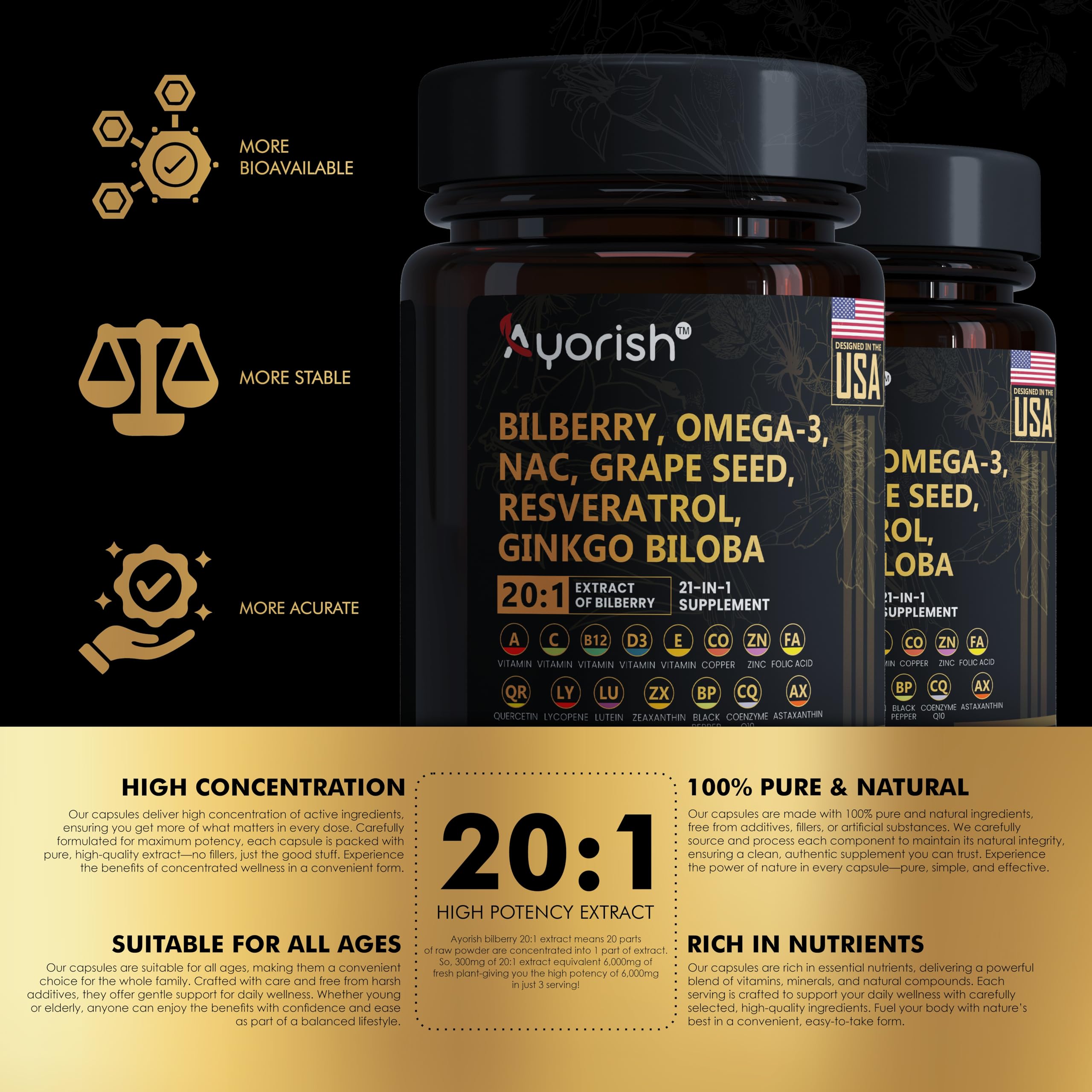 Ayorish lycopene-black-pepper extract capsules highlighted for oxidative balance.