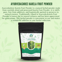 AYURVEDASHREE Bitter Melon Powder closeup reveals natural color and aromatic bitters for routines.