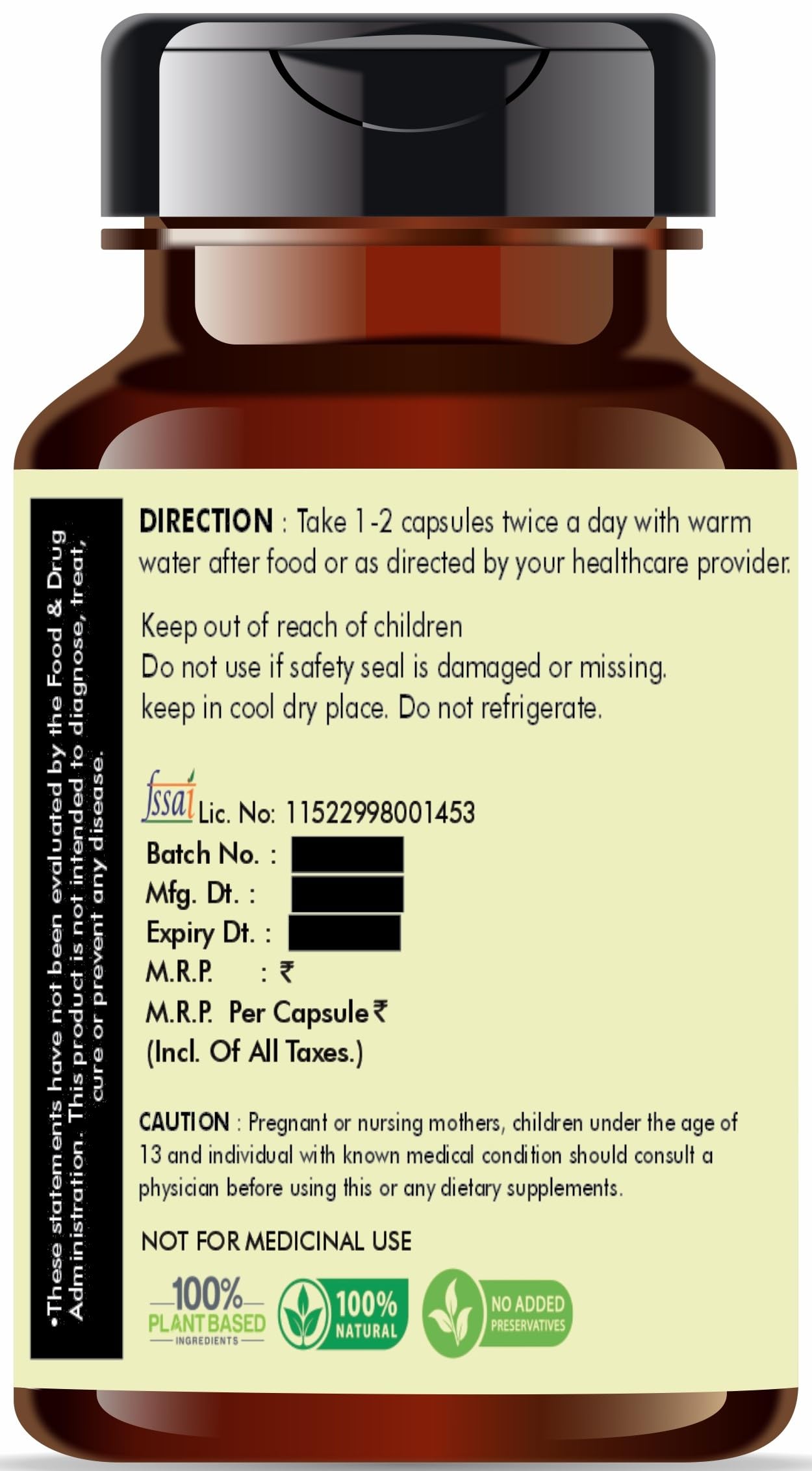 AYURVEDASHREE bottle with glass water, easy daily intake.