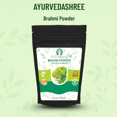 AYURVEDASHREE Brahmi powder close-up leaves for herbal wellness routines