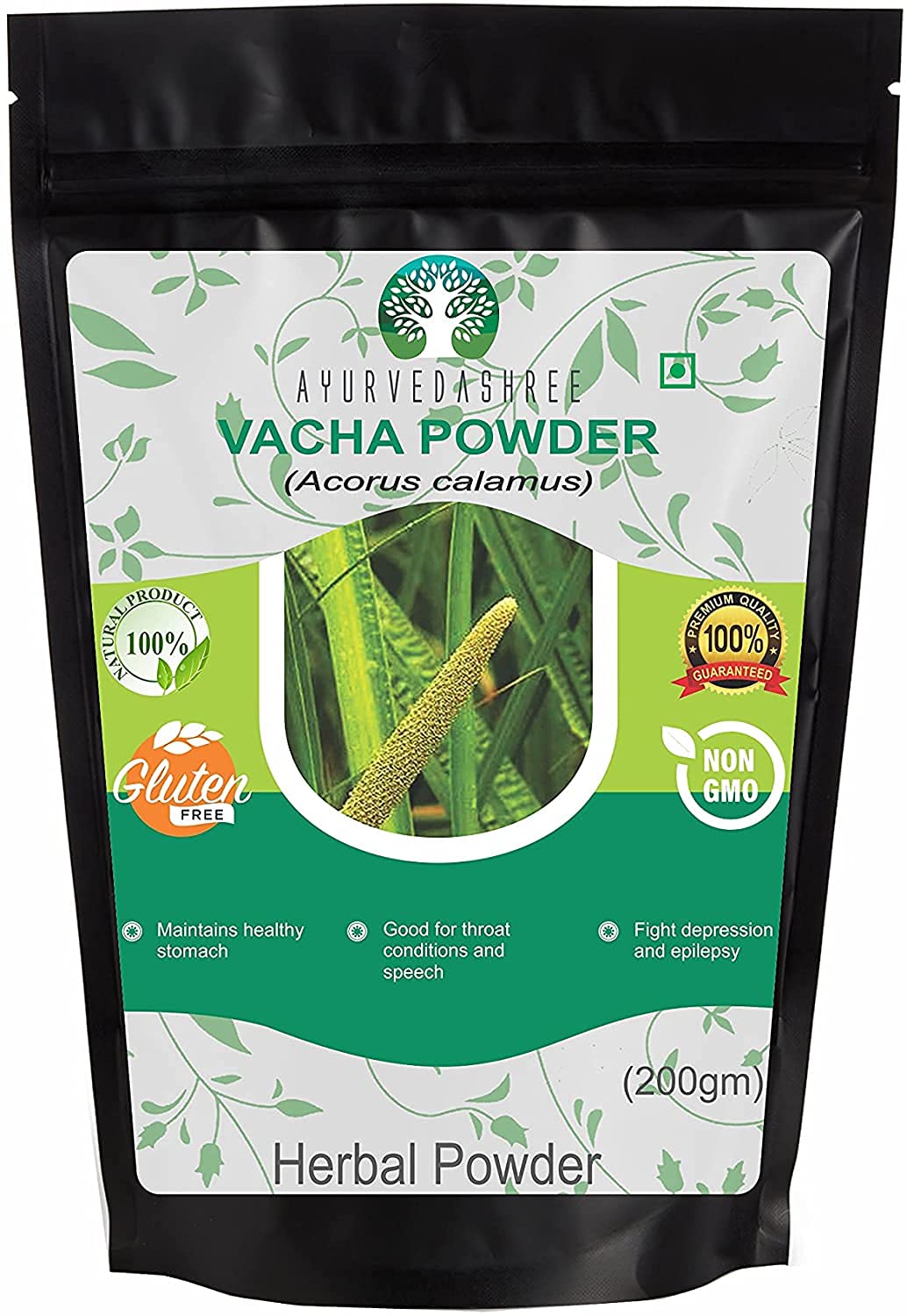 AYURVEDASHREE Calamus Powder 200g jar with rich aroma supporting digestion and wellness.