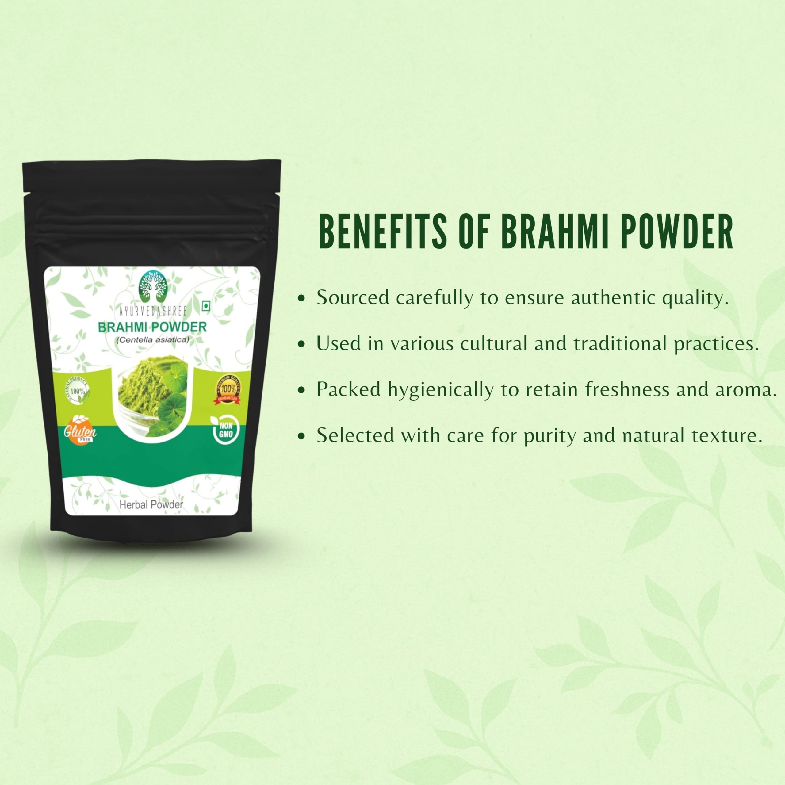 AYURVEDASHREE Centella asiatica dry leaves flatlay for natural beauty and focus