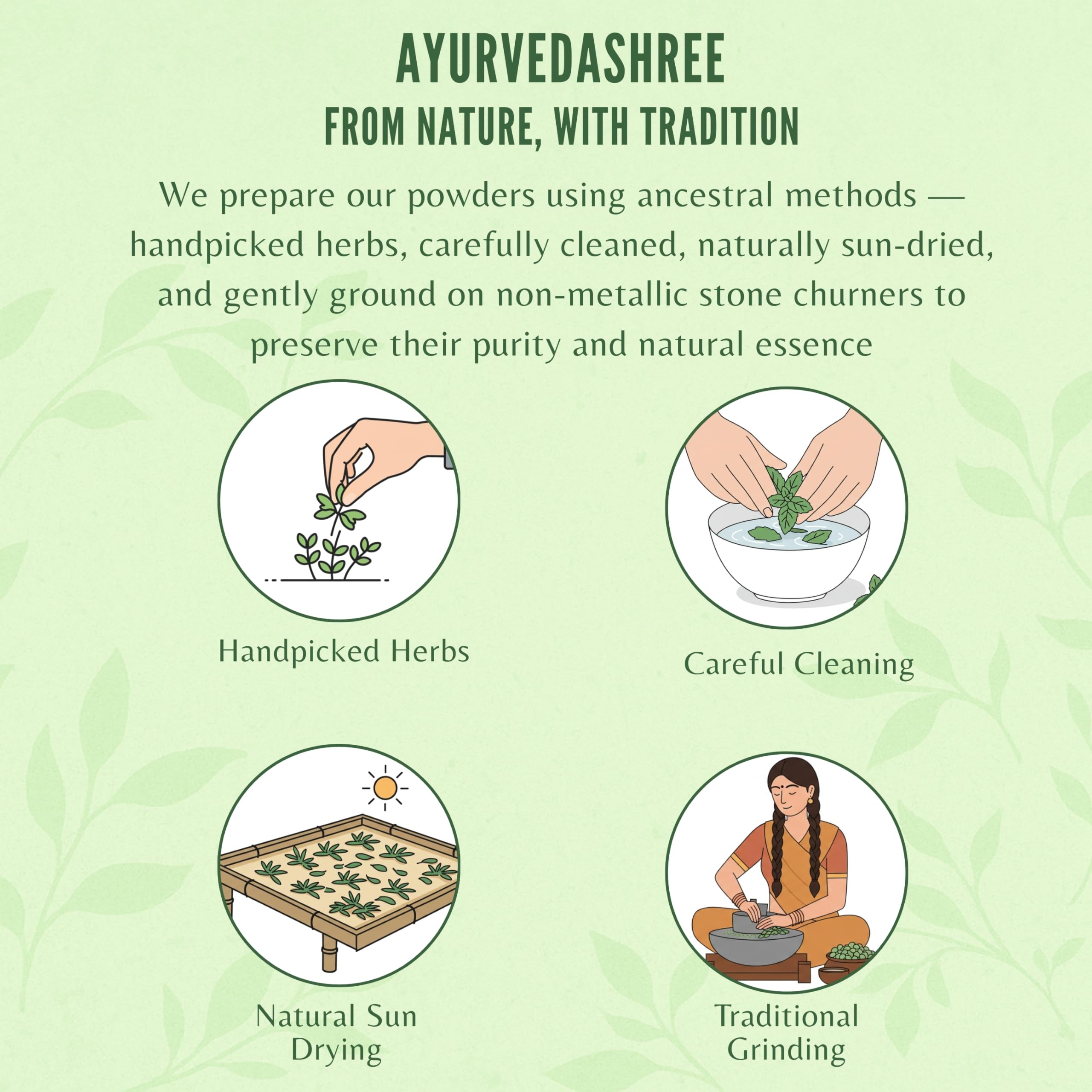 AYURVEDASHREE Centella powder packaging shows vegan and non-GMO purity for clean usage