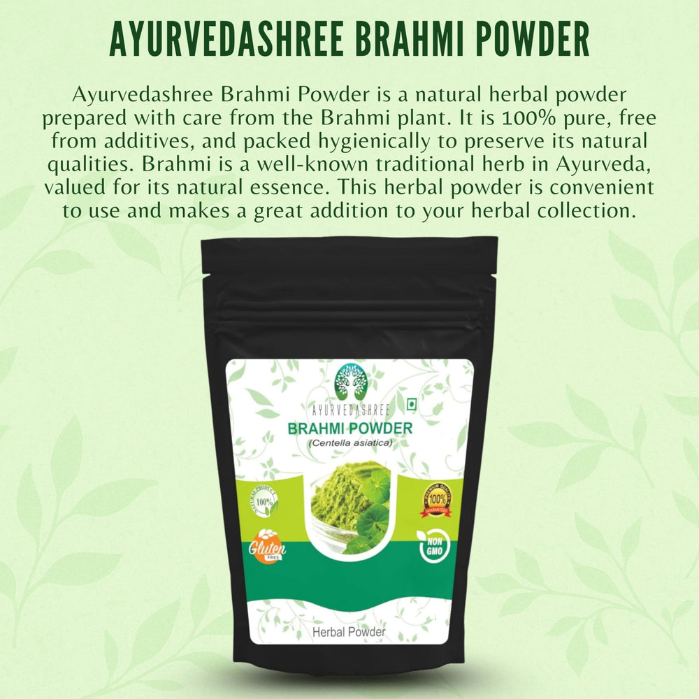 AYURVEDASHREE Gotu Kola powder bottle with spoon for easy beverage add-ins