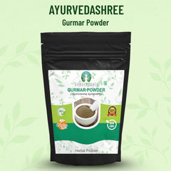 Pouring AYURVEDASHREE Gurmar powder from the bottle for convenient daily usage.