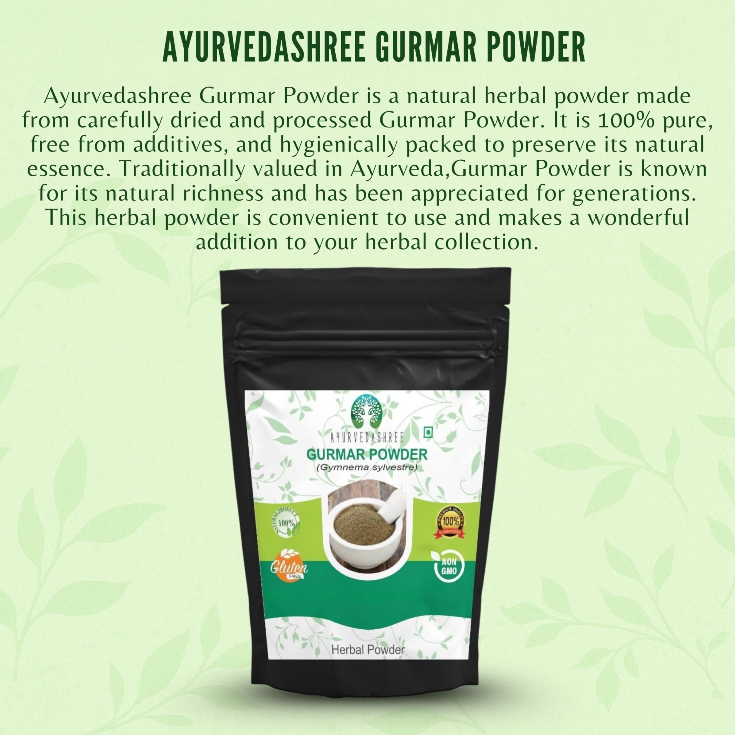 AYURVEDASHREE Gurmar powder measuring spoon enables precise portions for routine use.