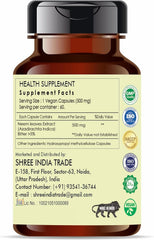 AYURVEDASHREE Neem capsules closeup highlighting vegan, allergen-free daily supplement.