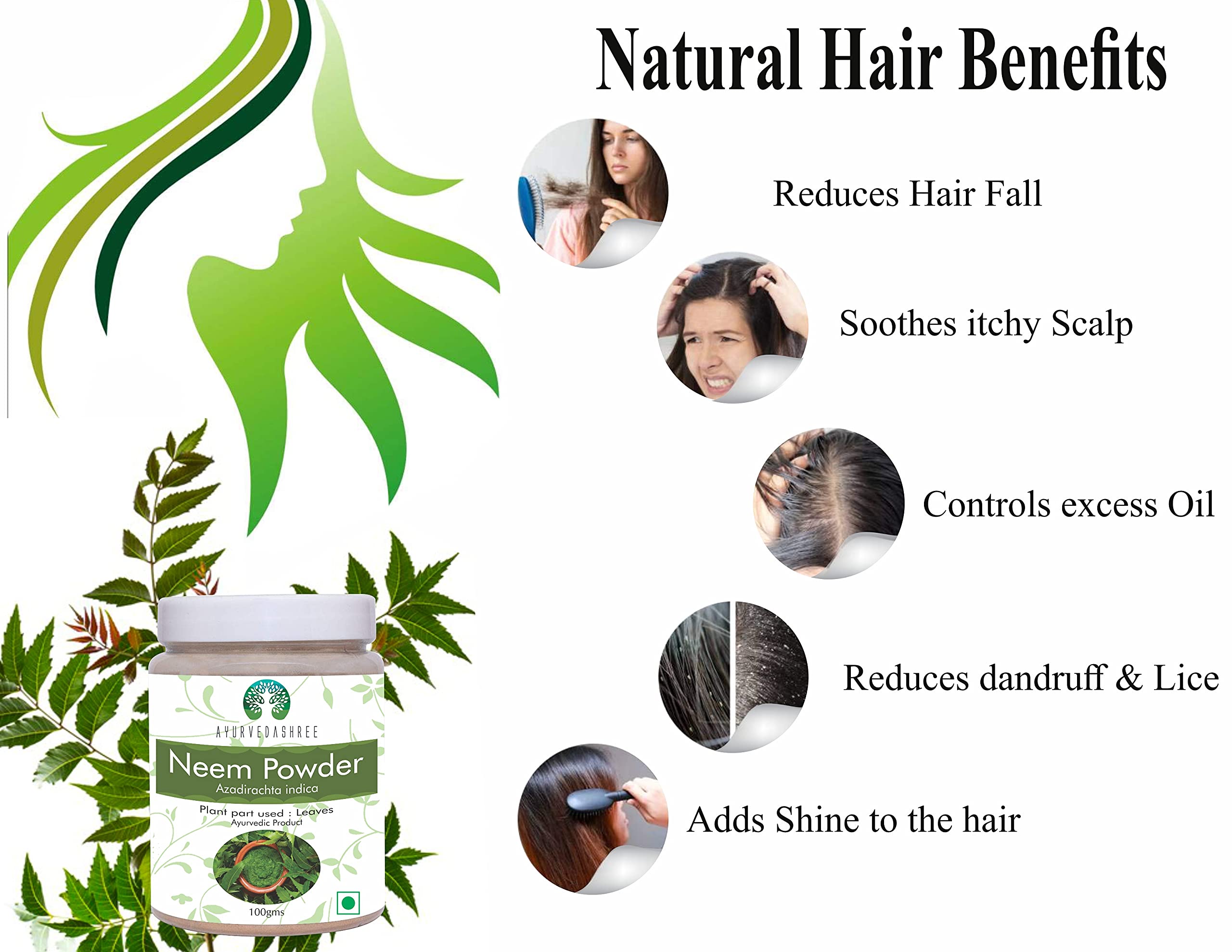 AYURVEDASHREE Neem Leaf Powder hair pack mixture with henna and brahmi