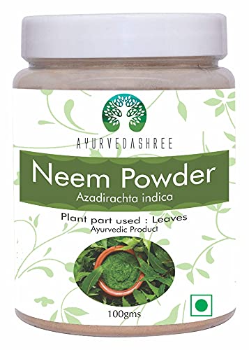 AYURVEDASHREE Neem Leaf Powder packshot showing 100 g jar for hair and skin support