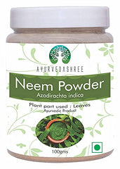 AYURVEDASHREE Neem Leaf Powder packshot showing 100 g jar for hair and skin support