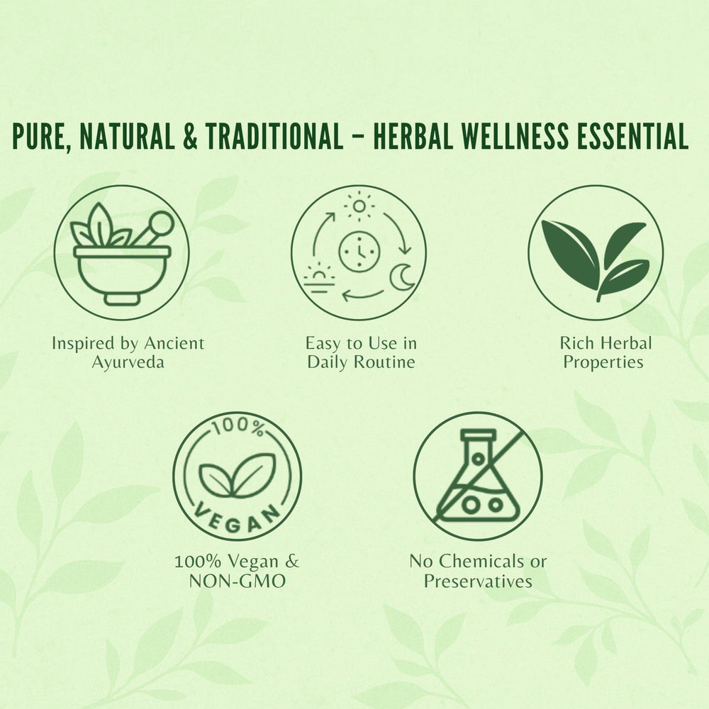 AYURVEDASHREE Triphala powder highlights traditional herbal blend.