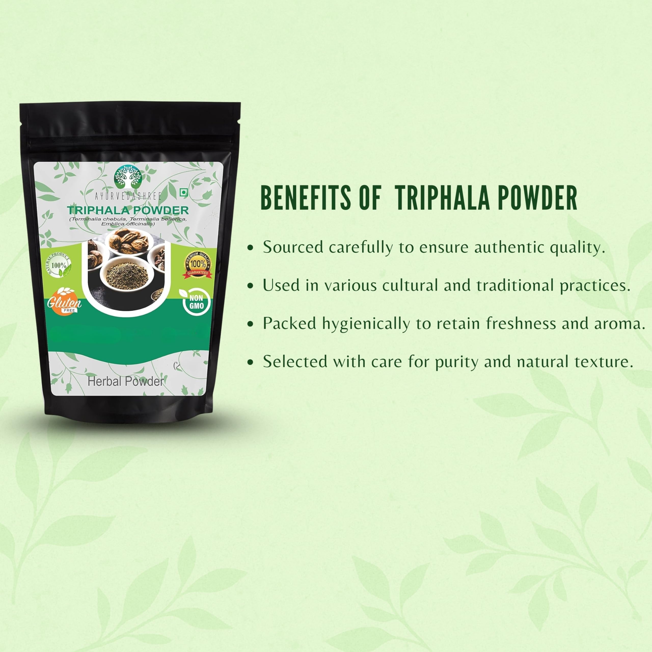 AYURVEDASHREE Triphala measuring spoon scene for easy prep.
