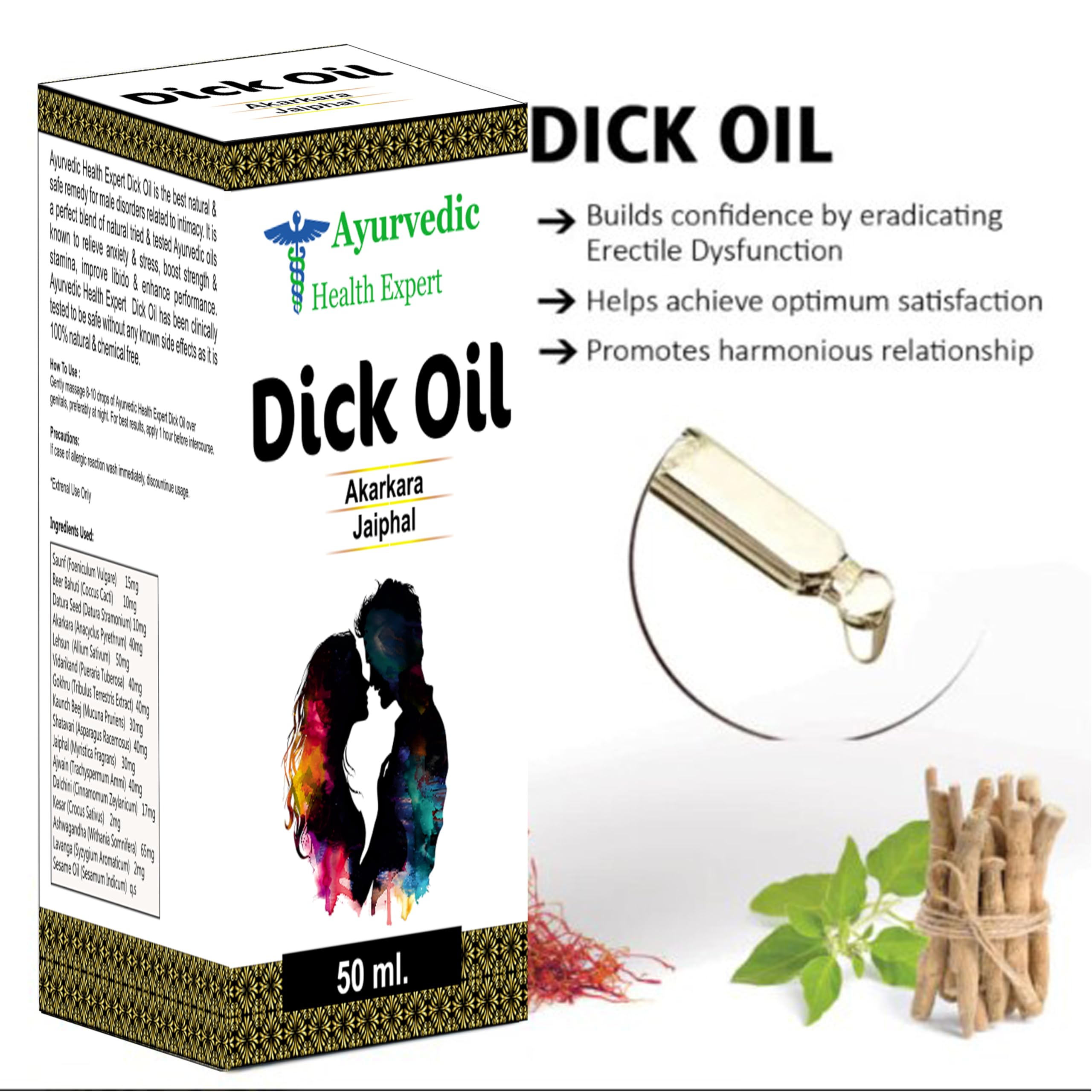 Ayurvedic Health Expert Dick Oil application on skin highlighting easy external use.