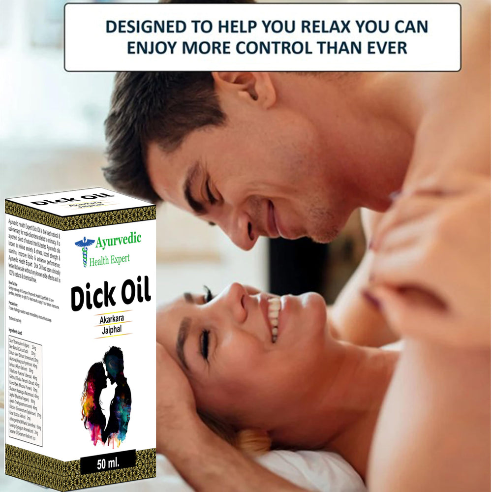 Ayurvedic Health Expert Dick Oil energy vibe with user-friendly packaging.