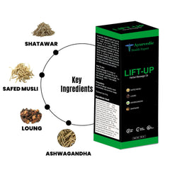 Ayurvedic Health Expert Lift-up bottle pour shows smooth oil for massage.