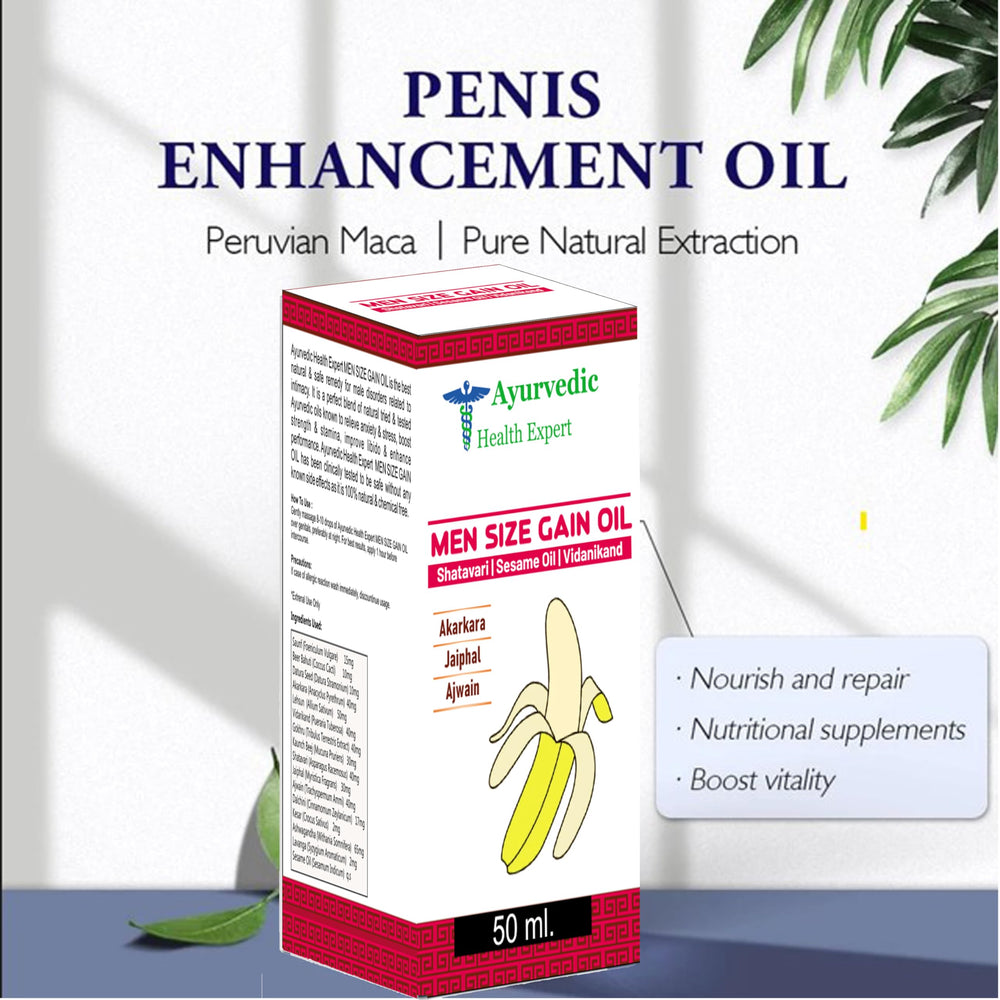 Ayurvedic Health Expert label close-up highlights a chemical-free, natural blend