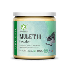 Ayurvedix Organic Mulethi powder pack showing pure mulethi for digestive comfort