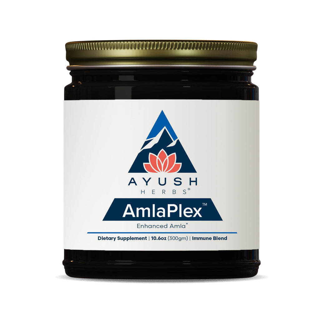 Ayush Herbs AmlaPlex jar front view highlighting immune support formula.