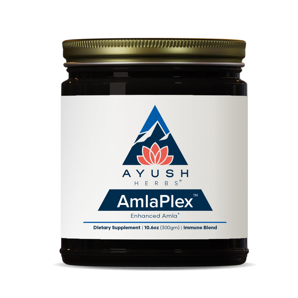 Ayush Herbs AmlaPlex jar front view highlighting immune support formula.